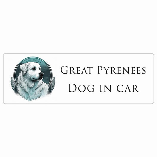 イラスト付 Dog in Car グレートピレニーズ B タイプ ステッカー 長方形 シール カーステッカー