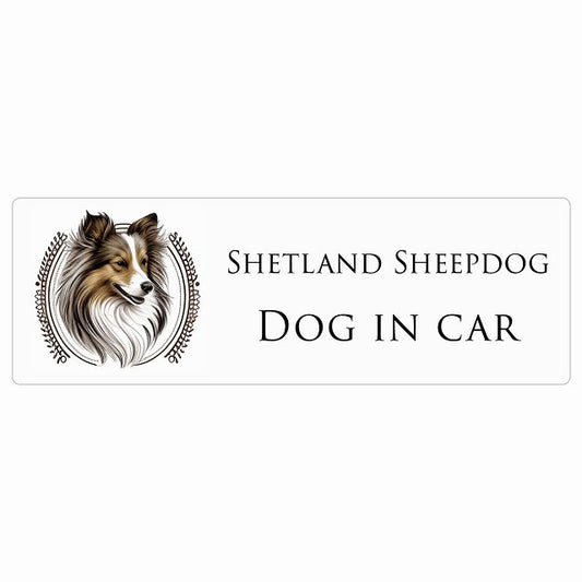 イラスト付 Dog in Car シェットランドシープドッグ B タイプ ステッカー 長方形 シール カーステッカー