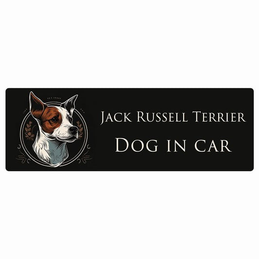 イラスト付 Dog in Car ジャックラッセルテリア Aタイプ ステッカー 長方形 シール カーステッカー