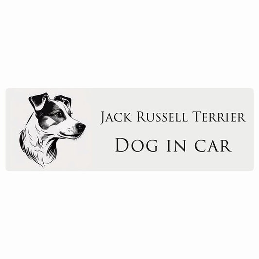 イラスト付 Dog in Car ジャックラッセルテリア B タイプ ステッカー 長方形 シール カーステッカー