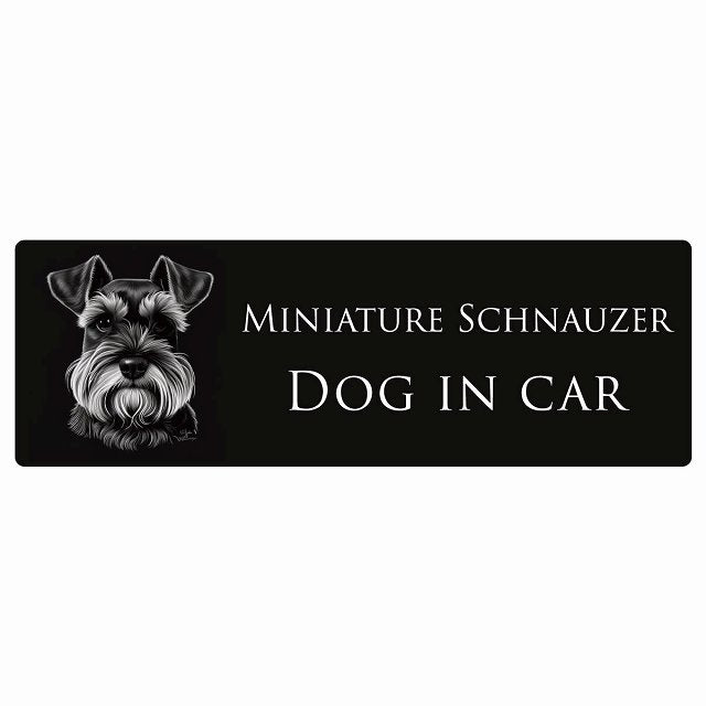イラスト付 Dog in Car ミニチュアシュナウザー Aタイプ ステッカー 長方形 シール カーステッカー