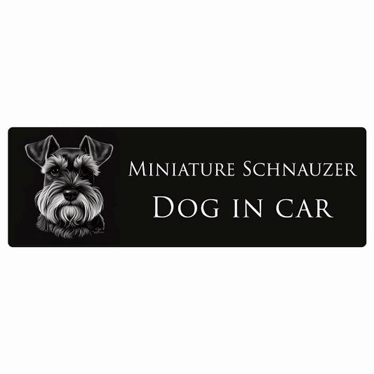 イラスト付 Dog in Car ミニチュアシュナウザー Aタイプ ステッカー 長方形 シール カーステッカー