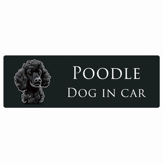 イラスト付 Dog in Car プードル Aタイプ ステッカー 長方形 シール カーステッカー