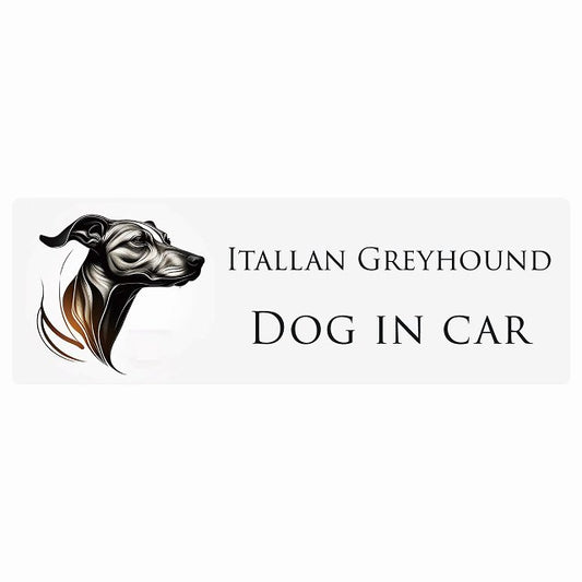 イラスト付 Dog in Car イタリアングレーハウンド B タイプ ステッカー 長方形 シール カーステッカー