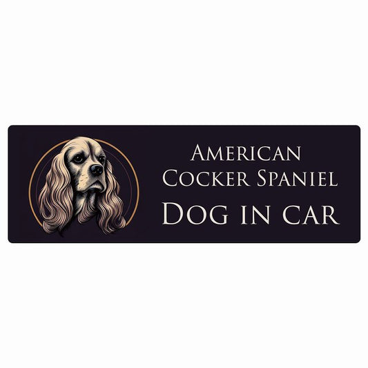 イラスト付 Dog in Car アメリカンコッカースパニエル B タイプ ステッカー 長方形 シール カーステッカー