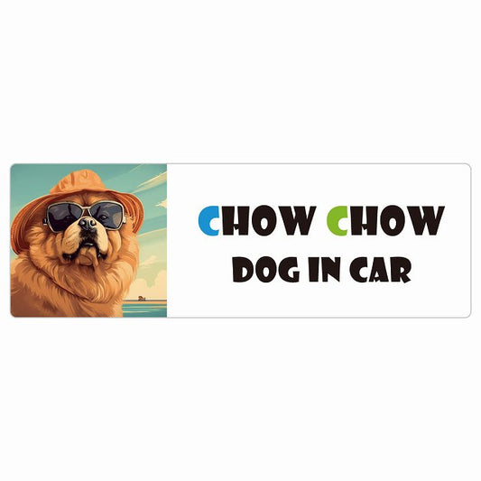 Chow チャウチャウ DOG IN CAR 海 麦わら帽子 サングラス 夏 ステッカー 長方形 シール カーステッカー