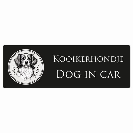 イラスト付 Dog in Car コーイケルホーンディエ B タイプ ステッカー 長方形 シール カーステッカー