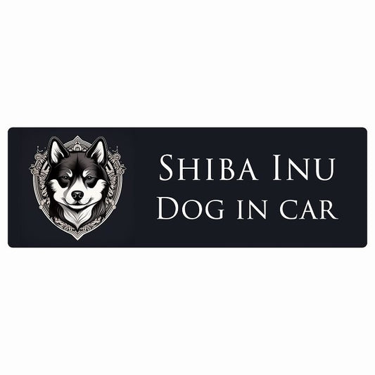 イラスト付 Dog in Car 黒柴 Bタイプ ステッカー 長方形 シール カーステッカー