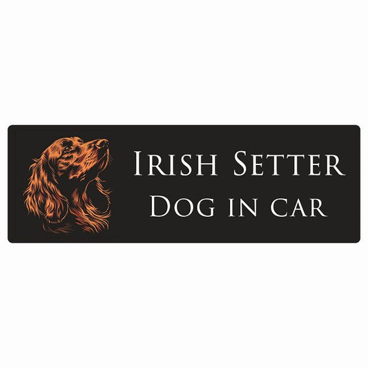 イラスト付 Dog in Car アイリッシュセター Aタイプ ステッカー 長方形 シール カーステッカー