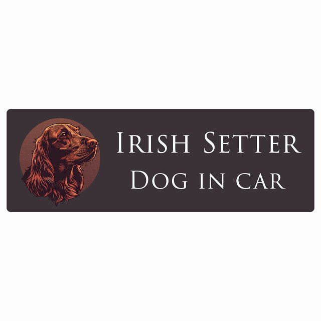 イラスト付 Dog in Car アイリッシュセター Bタイプ ステッカー 長方形 シール カーステッカー