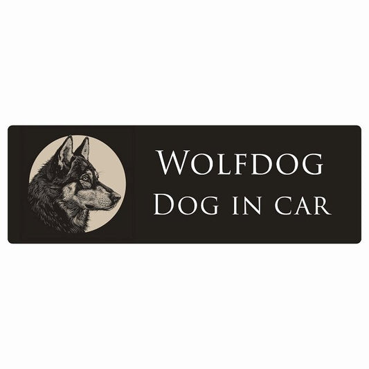 イラスト付 Dog in Car ウルフドッグ Aタイプ ステッカー 長方形 シール カーステッカー