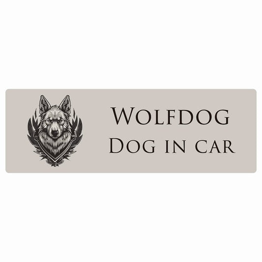 イラスト付 Dog in Car ウルフドッグ Bタイプ ステッカー 長方形 シール カーステッカー