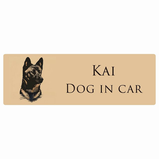 イラスト付 Dog in Car 甲斐犬 Aタイプ ステッカー 長方形 シール カーステッカー