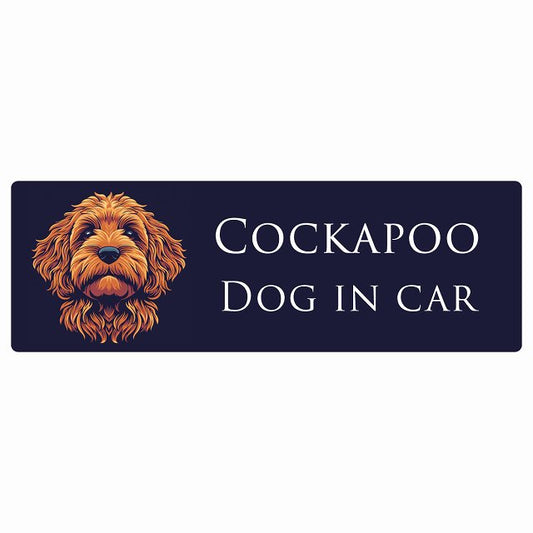 イラスト付 Dog in Car コッカプー Aタイプ ステッカー 長方形 シール カーステッカー