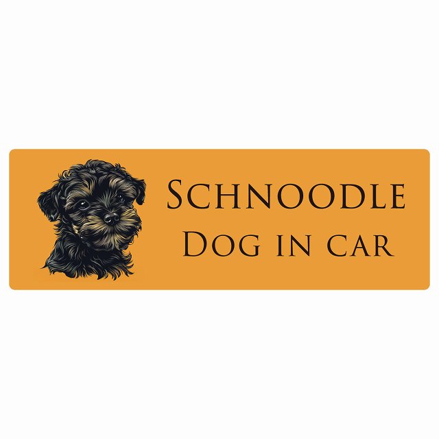 イラスト付 Dog in Car シュナプー Aタイプ ステッカー 長方形 シール カーステッカー
