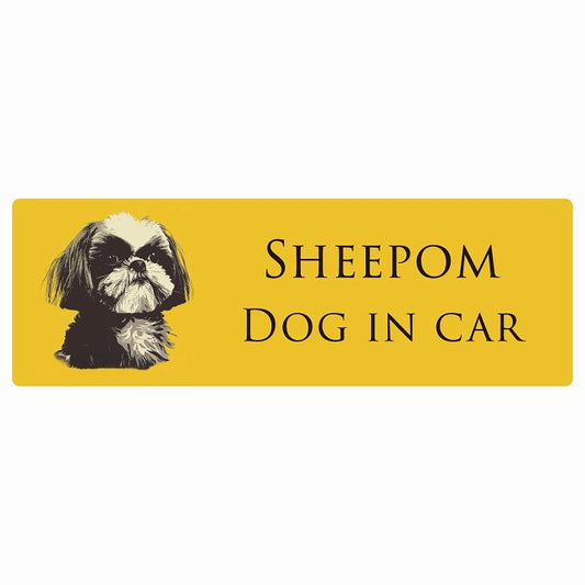 イラスト付 Dog in Car シーポメ Aタイプ ステッカー 長方形 シール カーステッカー