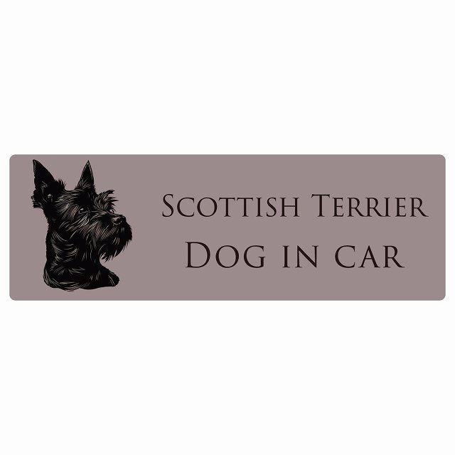 イラスト付 Dog in Car スコティッシュテリア Aタイプ ステッカー 長方形 シール カーステッカー