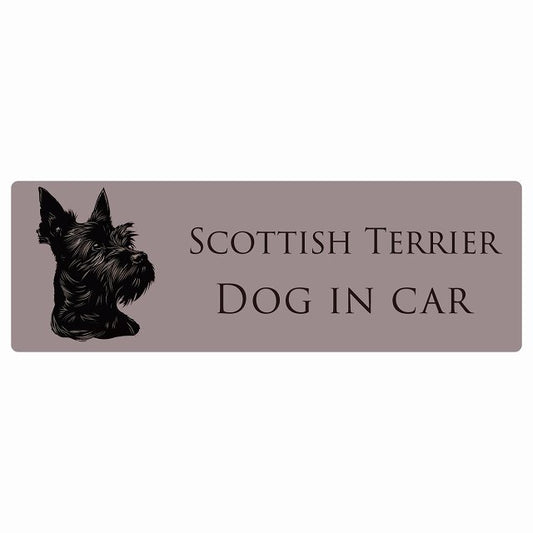 イラスト付 Dog in Car スコティッシュテリア Aタイプ ステッカー 長方形 シール カーステッカー