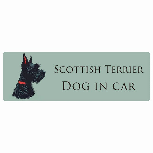 イラスト付 Dog in Car スコティッシュテリア Bタイプ ステッカー 長方形 シール カーステッカー