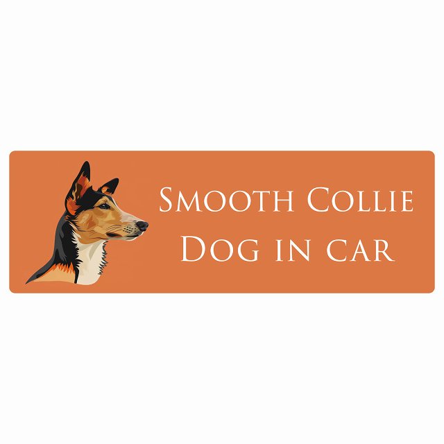 イラスト付 Dog in Car スムースコリー Aタイプ ステッカー 長方形 シール カーステッカー