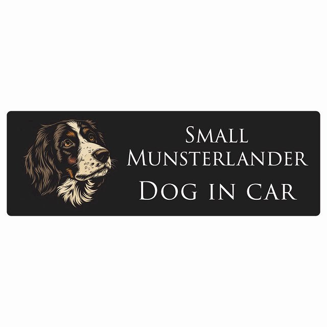 イラスト付 Dog in Car スモールミュンスターレンダー Aタイプ ステッカー 長方形 シール カーステッカー