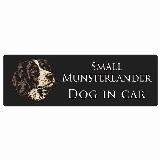 イラスト付 Dog in Car スモールミュンスターレンダー Aタイプ ステッカー 長方形 シール カーステッカー
