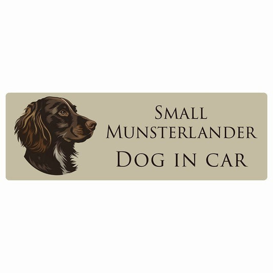 イラスト付 Dog in Car スモールミュンスターレンダー Bタイプ ステッカー 長方形 シール カーステッカー