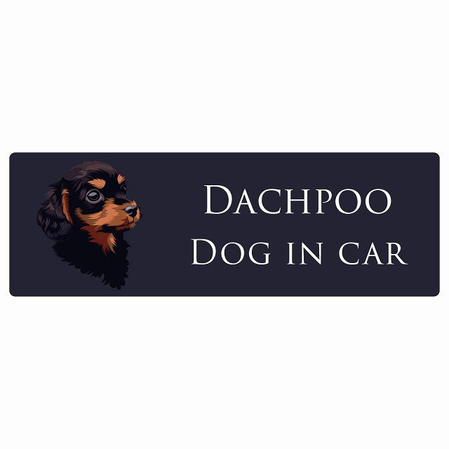 イラスト付 Dog in Car ダップー Aタイプ ステッカー 長方形 シール カーステッカー
