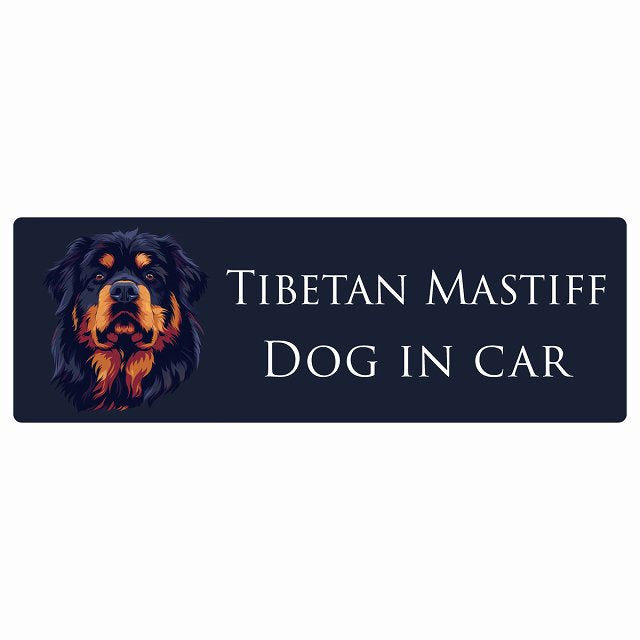 イラスト付 Dog in Car チベタンマスティフ Aタイプ ステッカー 長方形 シール カーステッカー