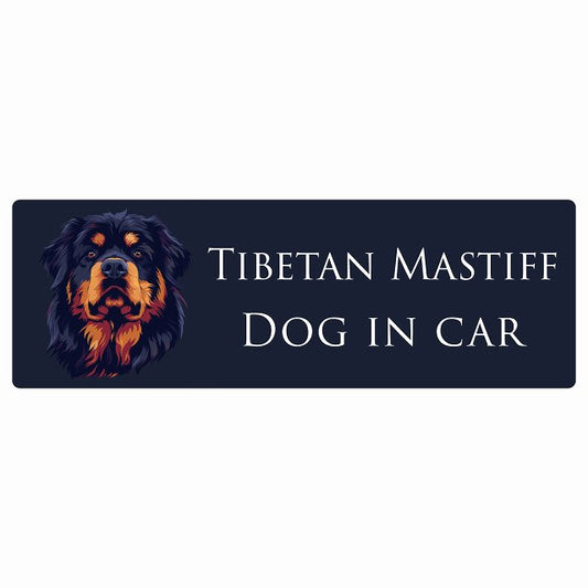 イラスト付 Dog in Car チベタンマスティフ Aタイプ ステッカー 長方形 シール カーステッカー