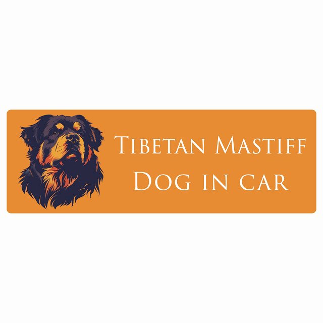 イラスト付 Dog in Car チベタンマスティフ Bタイプ ステッカー 長方形 シール カーステッカー