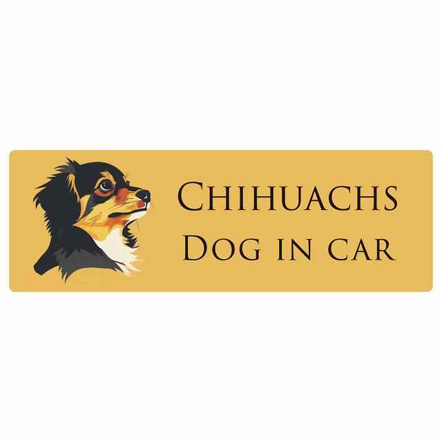 イラスト付 Dog in Car チワックス 黒 Aタイプ ステッカー 長方形 シール カーステッカー