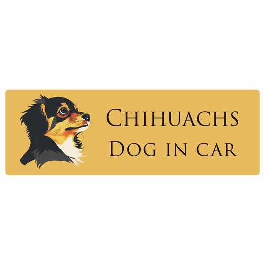イラスト付 Dog in Car チワックス 黒 Aタイプ ステッカー 長方形 シール カーステッカー