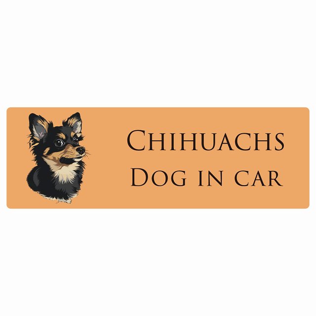 イラスト付 Dog in Car チワックス 黒 Bタイプ ステッカー 長方形 シール カーステッカー