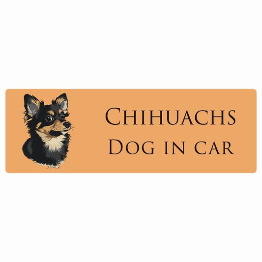 イラスト付 Dog in Car チワックス 黒 Bタイプ ステッカー 長方形 シール カーステッカー