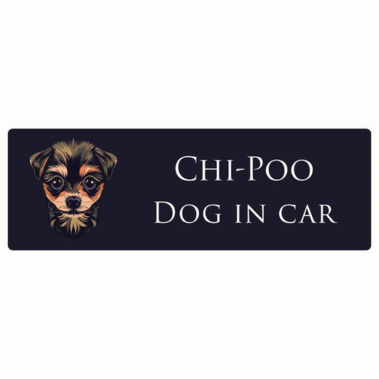 イラスト付 Dog in Car チワプー Aタイプ ステッカー 長方形 シール カーステッカー