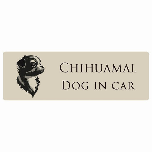 イラスト付 Dog in Car チワマル Bタイプ ステッカー 長方形 シール カーステッカー