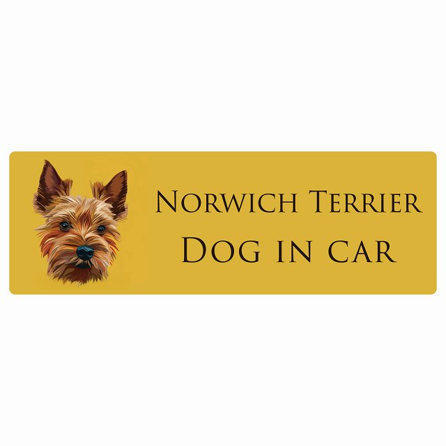 イラスト付 Dog in Car ノーリッチテリア Aタイプ ステッカー 長方形 シール カーステッカー