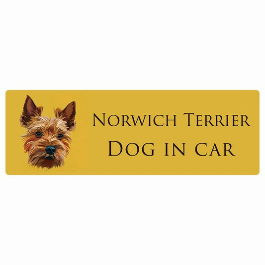 イラスト付 Dog in Car ノーリッチテリア Aタイプ ステッカー 長方形 シール カーステッカー