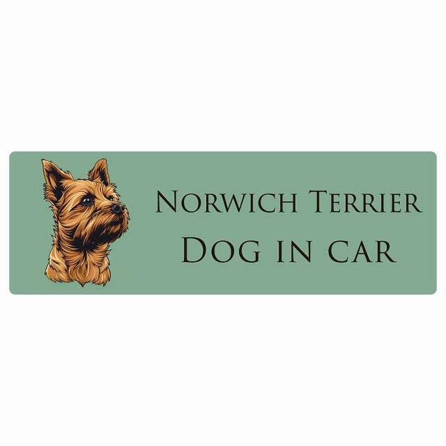 イラスト付 Dog in Car ノーリッチテリア Bタイプ ステッカー 長方形 シール カーステッカー