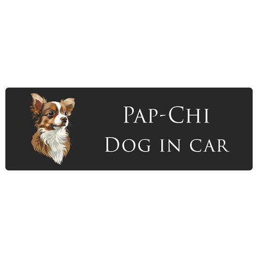 イラスト付 Dog in Car パピチワ Aタイプ ステッカー 長方形 シール カーステッカー