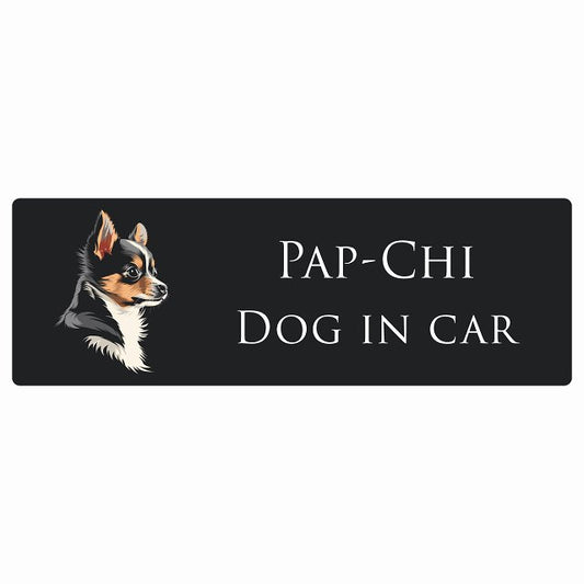 イラスト付 Dog in Car パピチワ Bタイプ ステッカー 長方形 シール カーステッカー