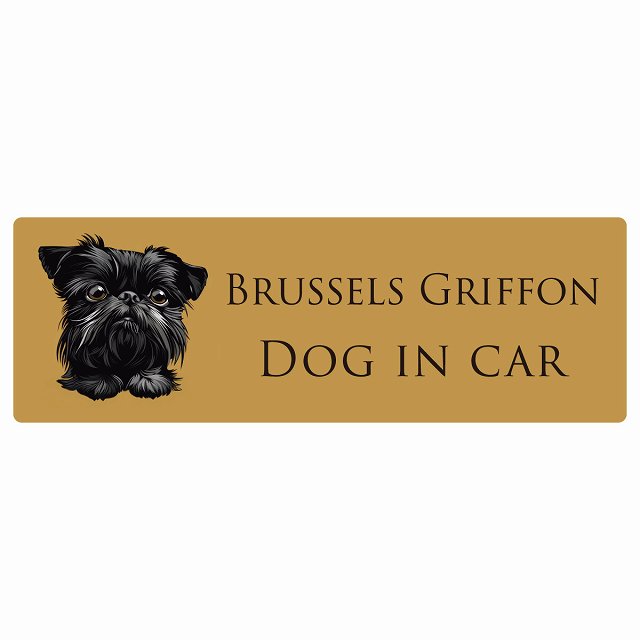 イラスト付 Dog in Car ブリュッセル・グリフォン Aタイプ ステッカー 長方形 シール カーステッカー