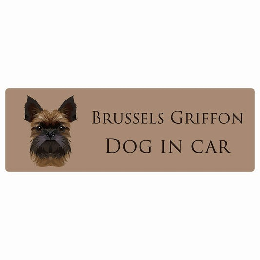 イラスト付 Dog in Car ブリュッセル・グリフォン Bタイプ ステッカー 長方形 シール カーステッカー