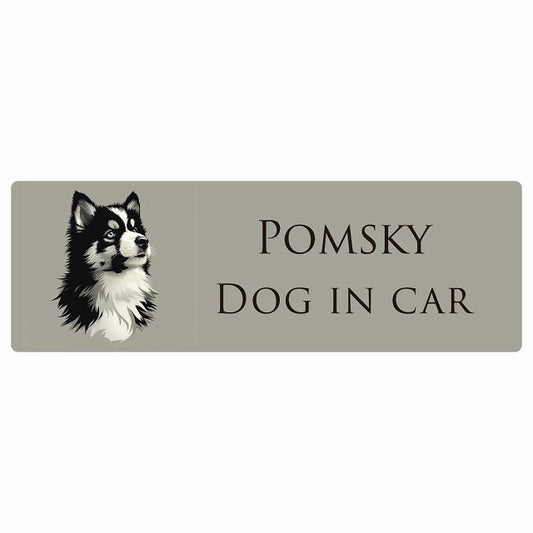 イラスト付 Dog in Car ポンスキー Aタイプ ステッカー 長方形 シール カーステッカー