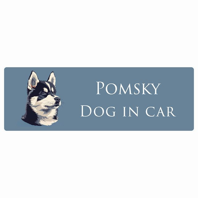 イラスト付 Dog in Car ポンスキー Bタイプ ステッカー 長方形 シール カーステッカー