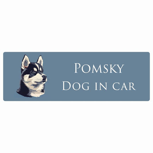 イラスト付 Dog in Car ポンスキー Bタイプ ステッカー 長方形 シール カーステッカー