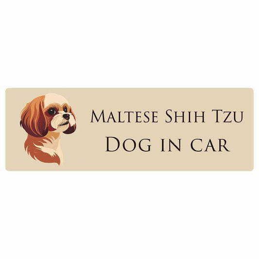 イラスト付 Dog in Car マルシーズー Aタイプ ステッカー 長方形 シール カーステッカー