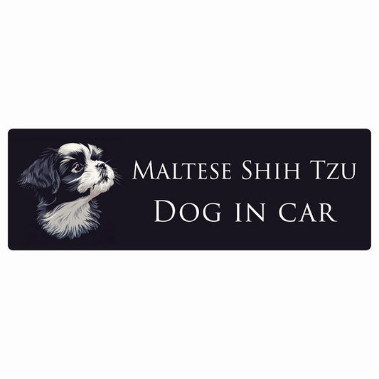 イラスト付 Dog in Car マルシーズー Bタイプ ステッカー 長方形 シール カーステッカー