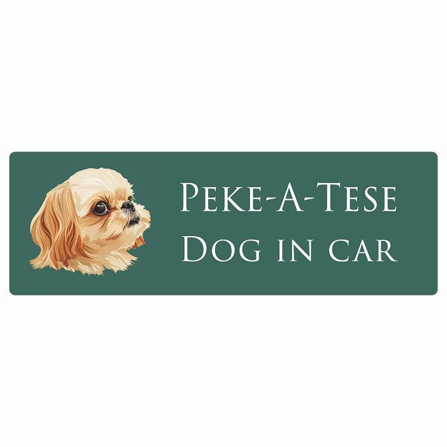 イラスト付 Dog in Car マルペキ Bタイプ ステッカー 長方形 シール カーステッカー